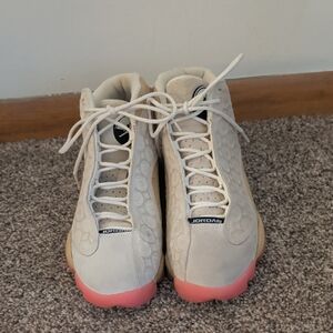 Jordan Women's Beige and Pink High-Top Sneakers